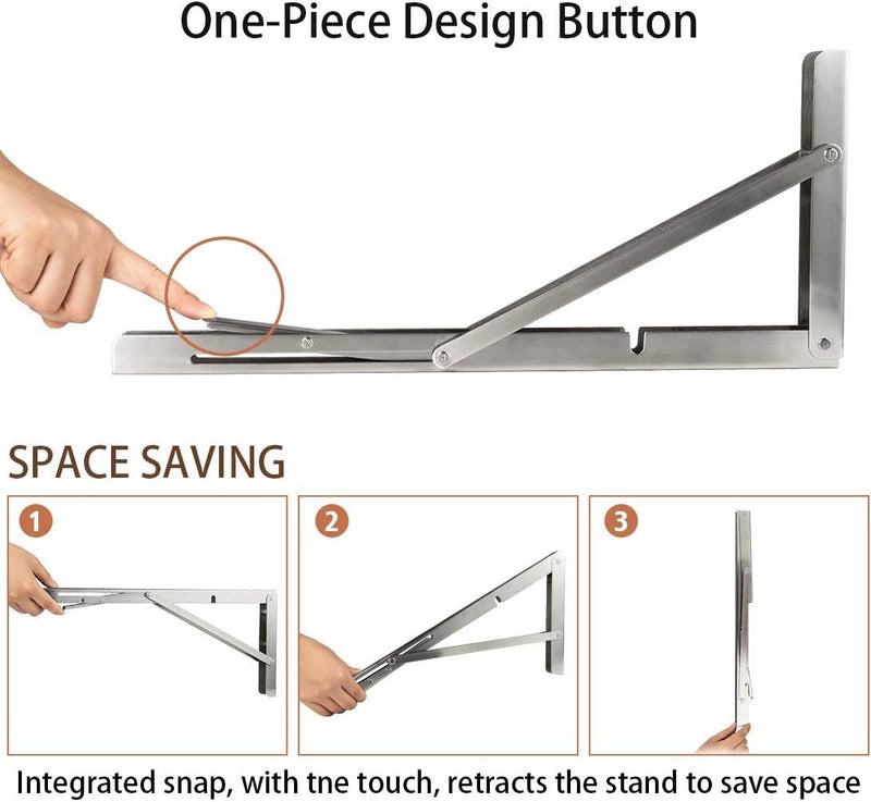 Folding Shelf Brackets - 24 Inch - Heavy Duty - 500lb Capacity - 2pcs