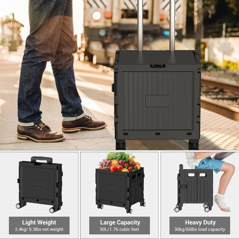 Collapsible Shopping Box Trolley on Wheels