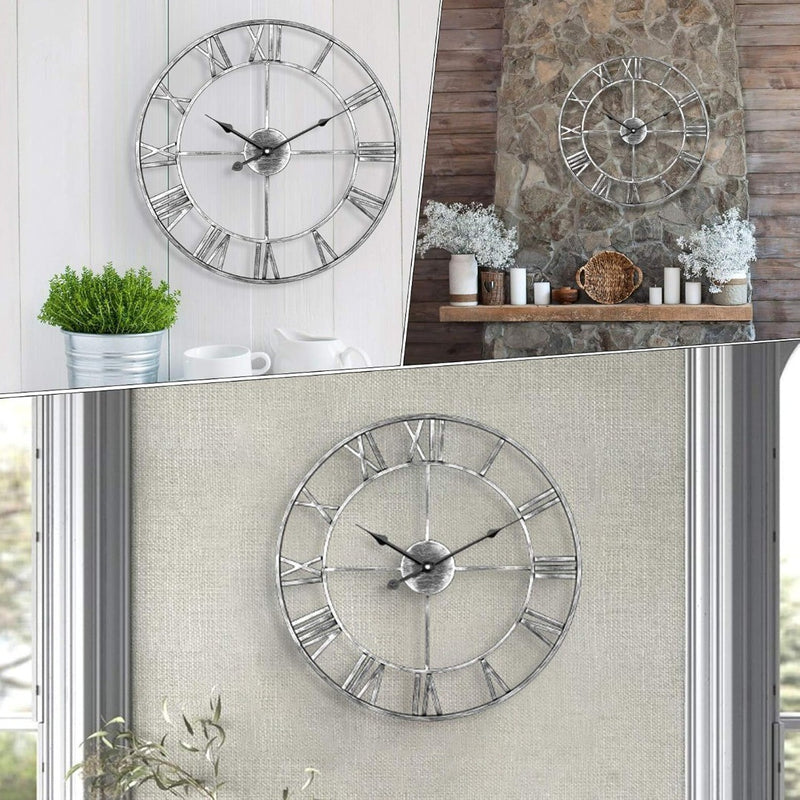 Silent Wall Clock 40cm Silver