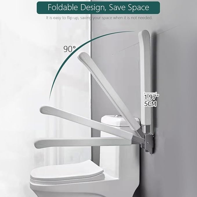 Foldable Toilet Safety Rails, Support for Elderly Disabled, Wall-mounted Grab