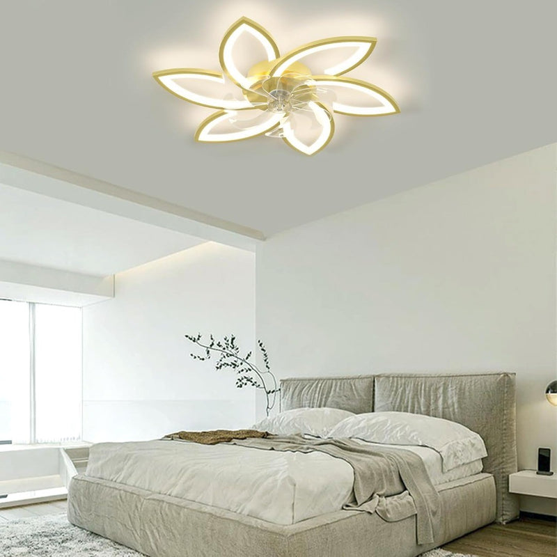 Depuley 30''Ceiling Fans with Lights and Remote, Golden Flower Shape Led Ceiling