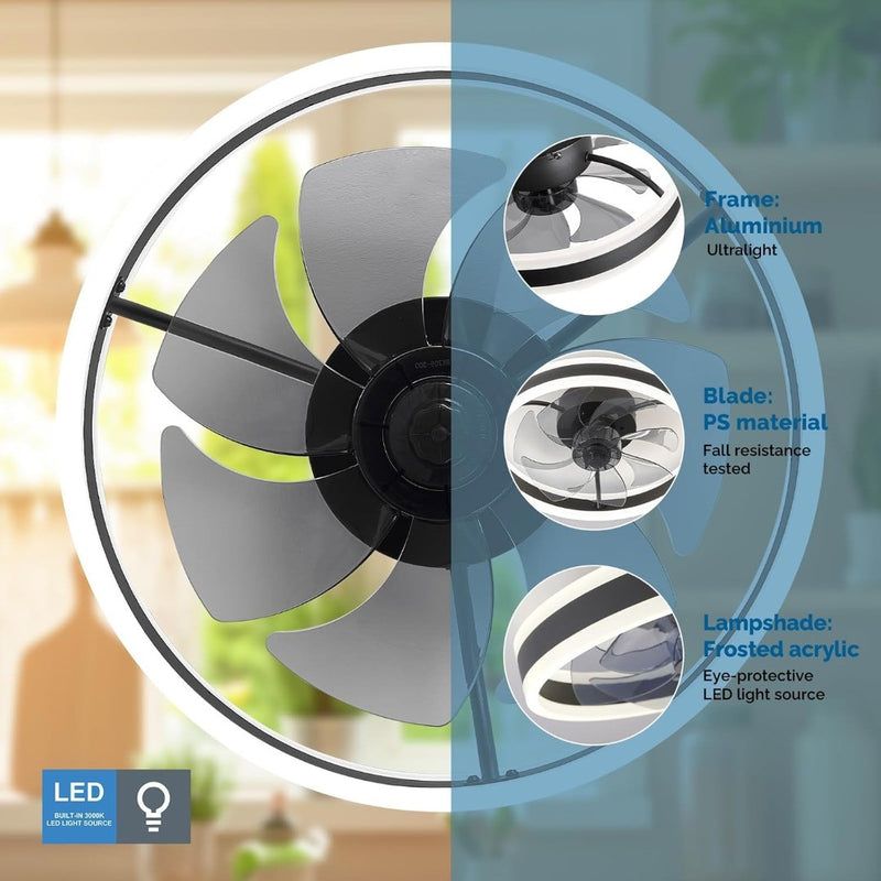 16 Inch Smart Ceiling Fans with Lights and Remote, Flush Mount Ceiling Fan