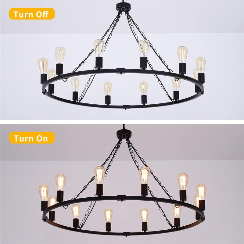 Rustic Farmhouse Chandelier 12 Lights