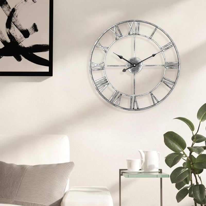 Silent Wall Clock 40cm Silver