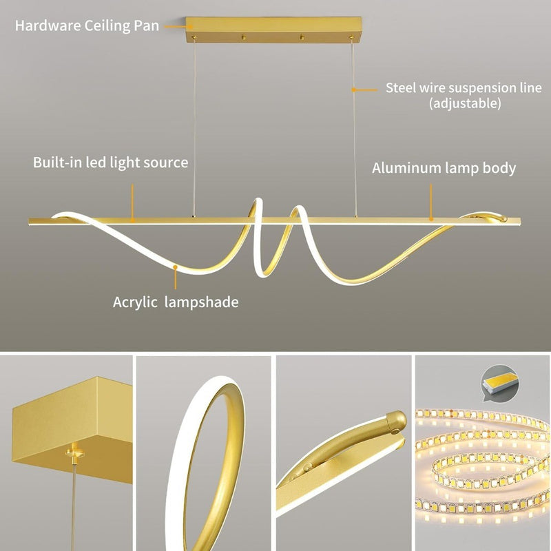 Chandelier Pendant Light 100cm Gold Wave