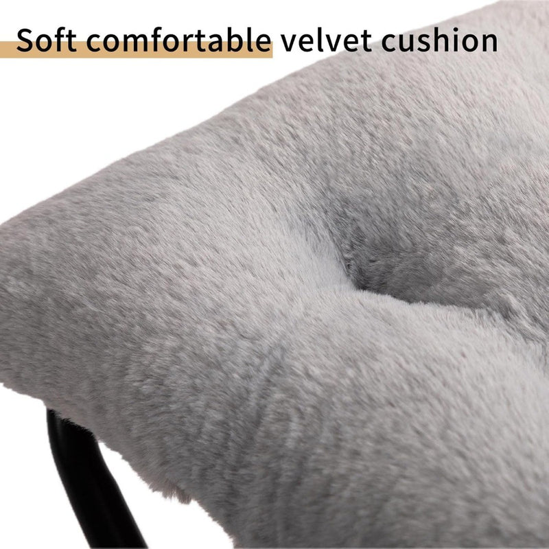 Plush Footstool Foldable Footrest Stool with Metal Legs Soft Warm Ottoman seat