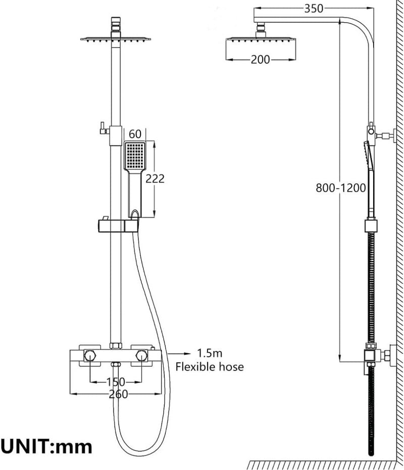 Thermostatic Mixer Shower Set Adjustable Chrome