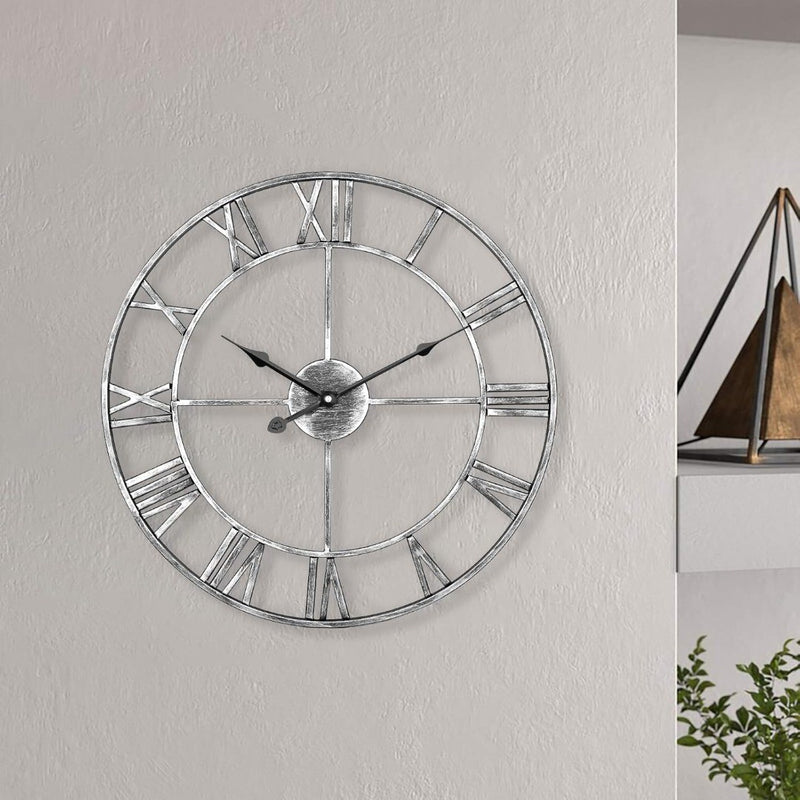 Silent Wall Clock 40cm Silver