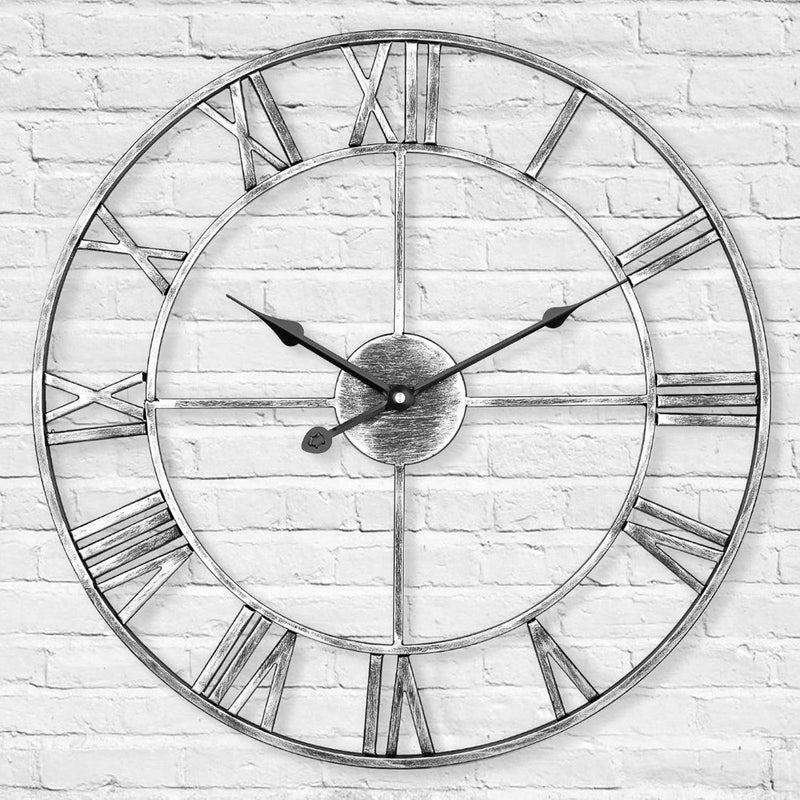 Silent Wall Clock 40cm Silver