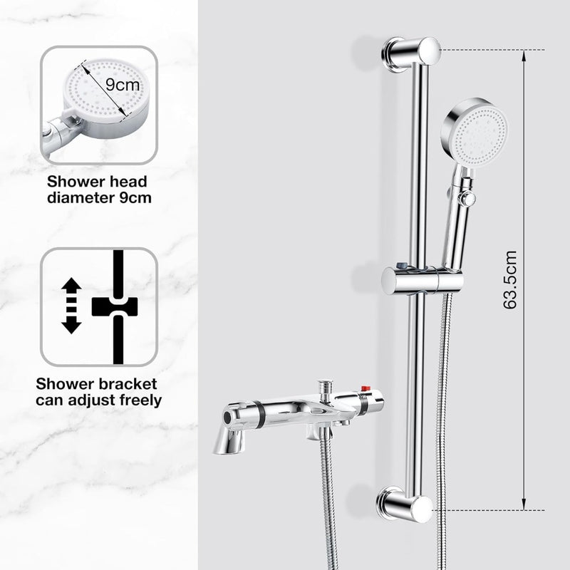 Thermostatic Bath Shower Mixer Tap Chrome