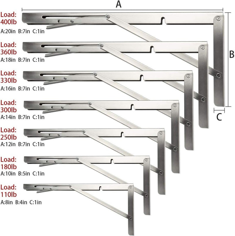 Folding Shelf Brackets - 24 Inch - Heavy Duty - 500lb Capacity - 2pcs