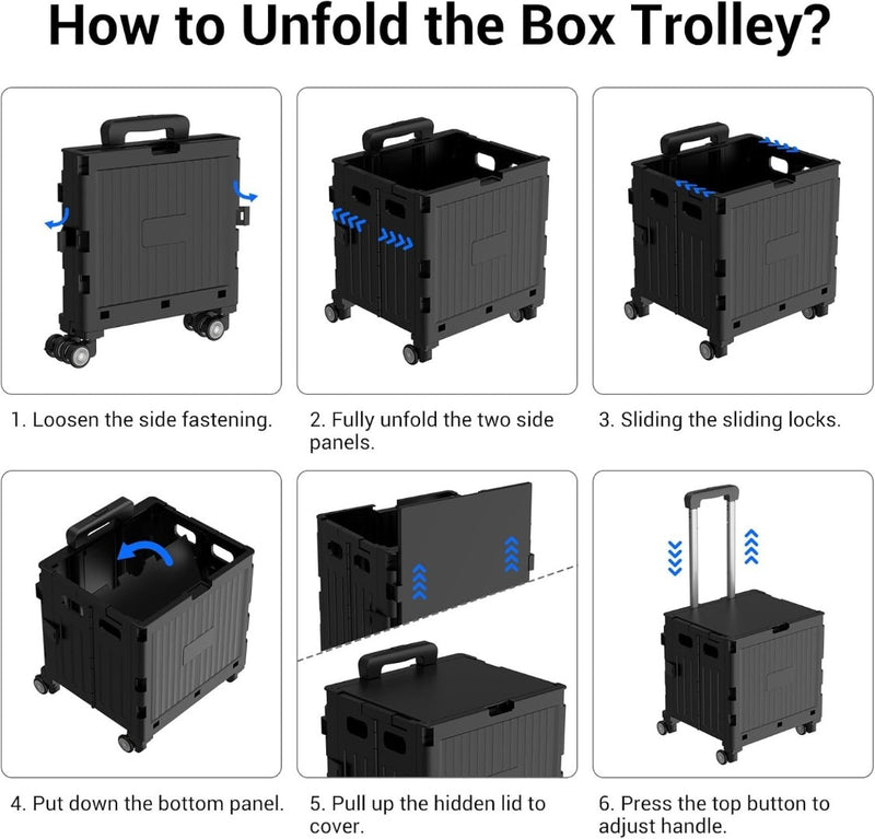 Collapsible Shopping Box Trolley on Wheels