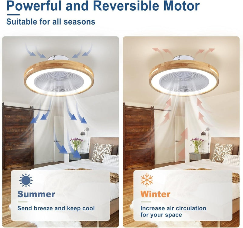 LED Ceiling Fan with Light: Wood