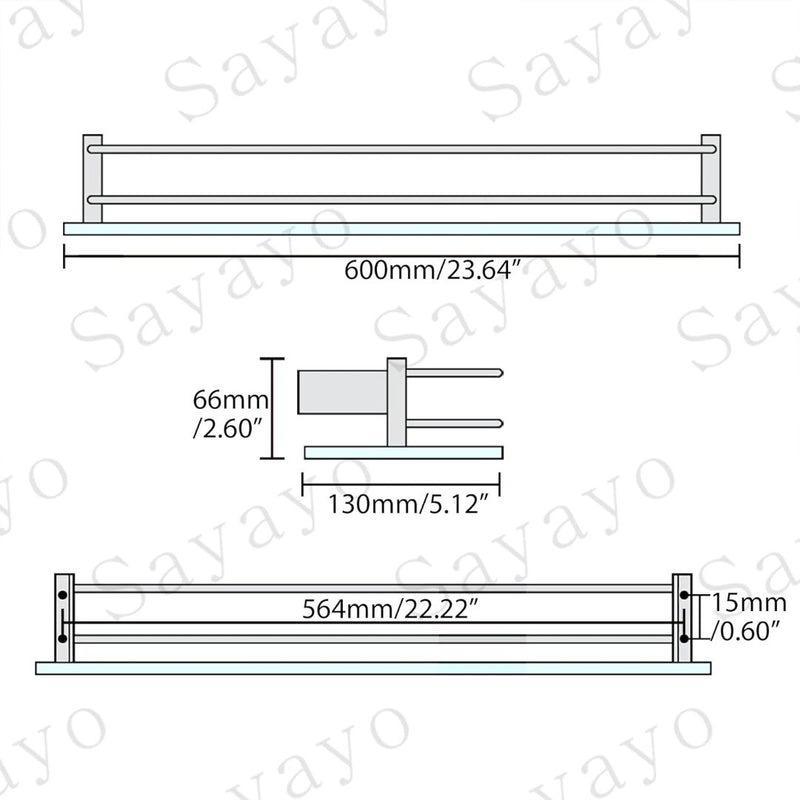 Tempered Glass Shelf - Polished Chromed Frame - Wall Mounted - 24 inches