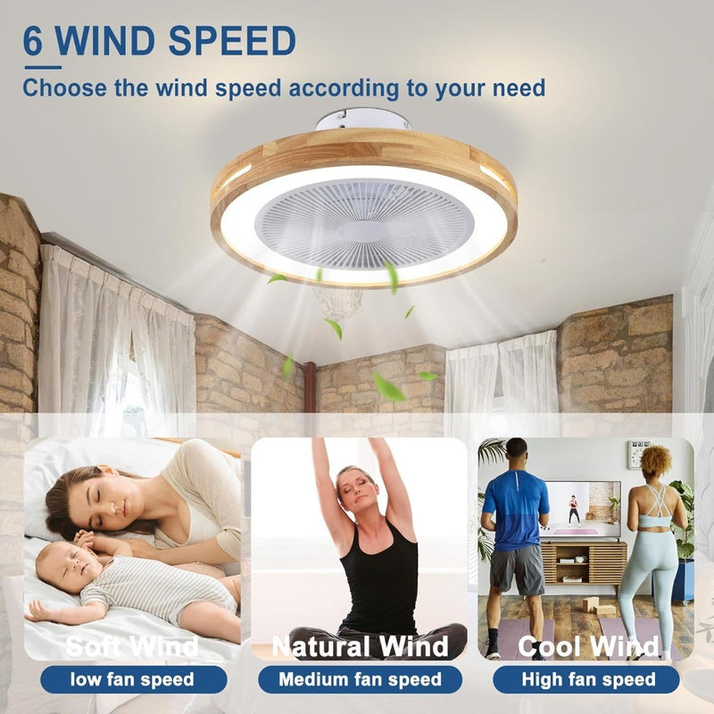 LED Ceiling Fan with Light: Wood