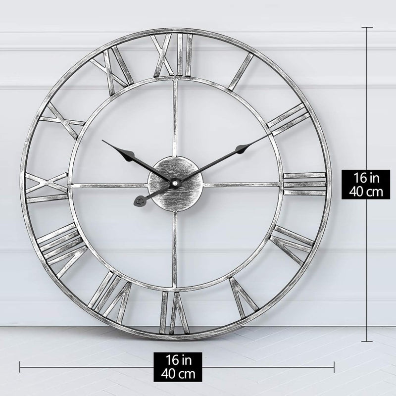 Silent Wall Clock 40cm Silver