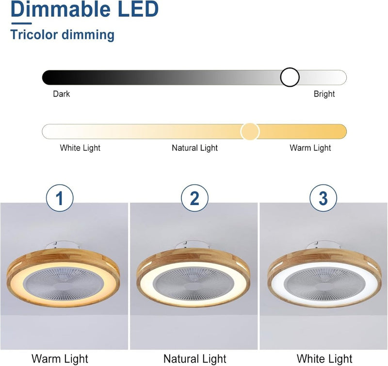 LED Ceiling Fan with Light: Wood