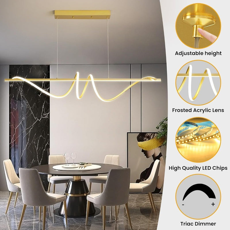 Chandelier Pendant Light 100cm Gold Wave