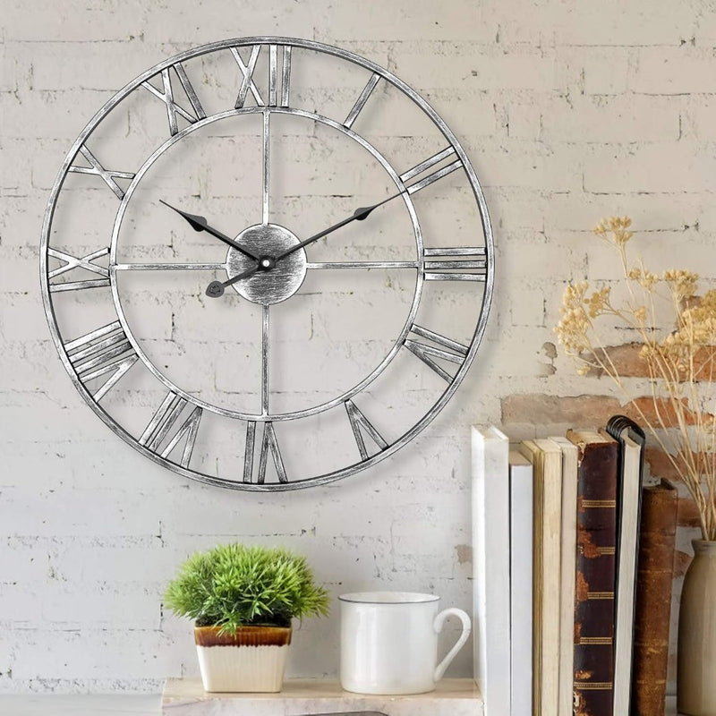 Silent Wall Clock 40cm Silver