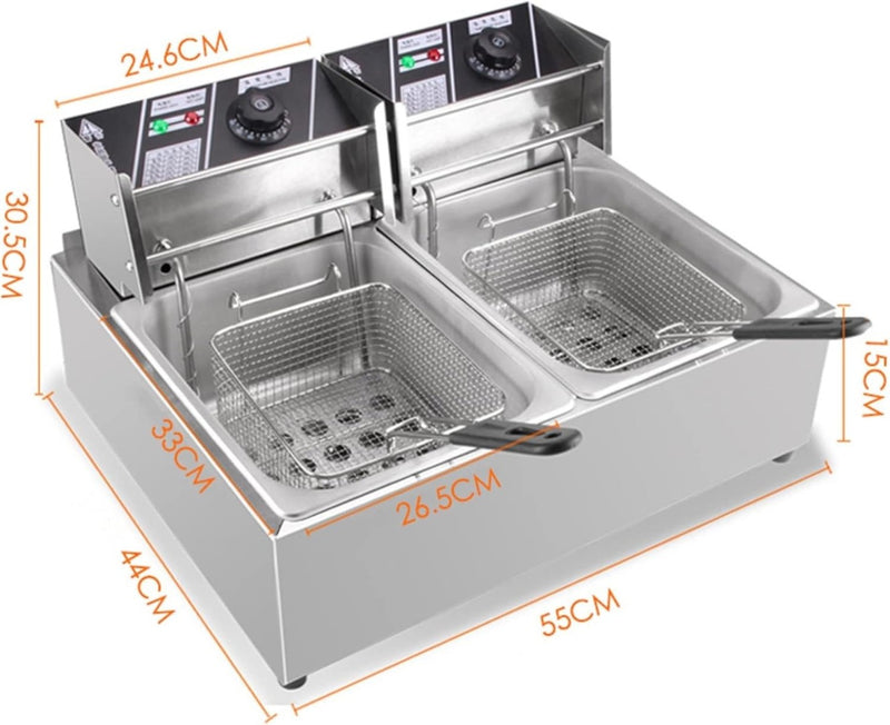 Stainless Electric Deep Fryer w/ Basket & Lids Silver Model 82