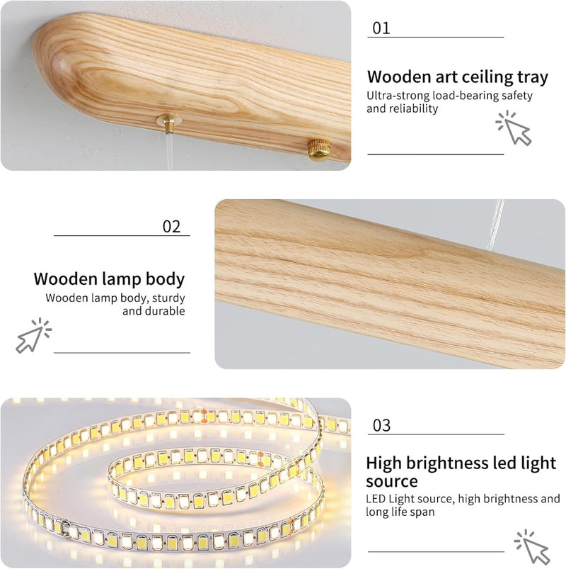 Pendant Light 130cm Ash Wood 3000K-6500K