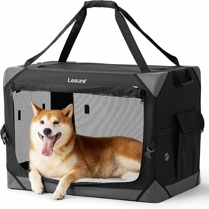 Dog Travel Crate Large - Pet Soft Sided Carriers for Dogs Outdoor, Foldable Port