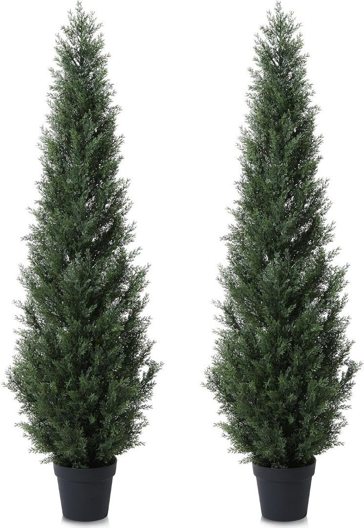 Outdoor Artificial Cedar Trees Pack of 2