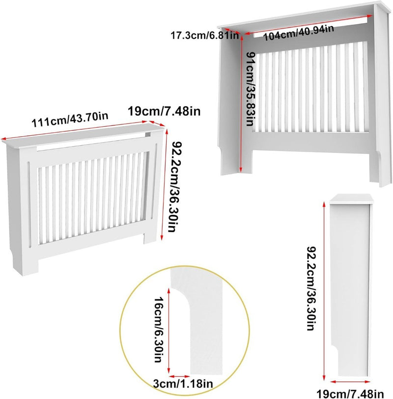 Radiator Cover Wood Cabinet White Medium