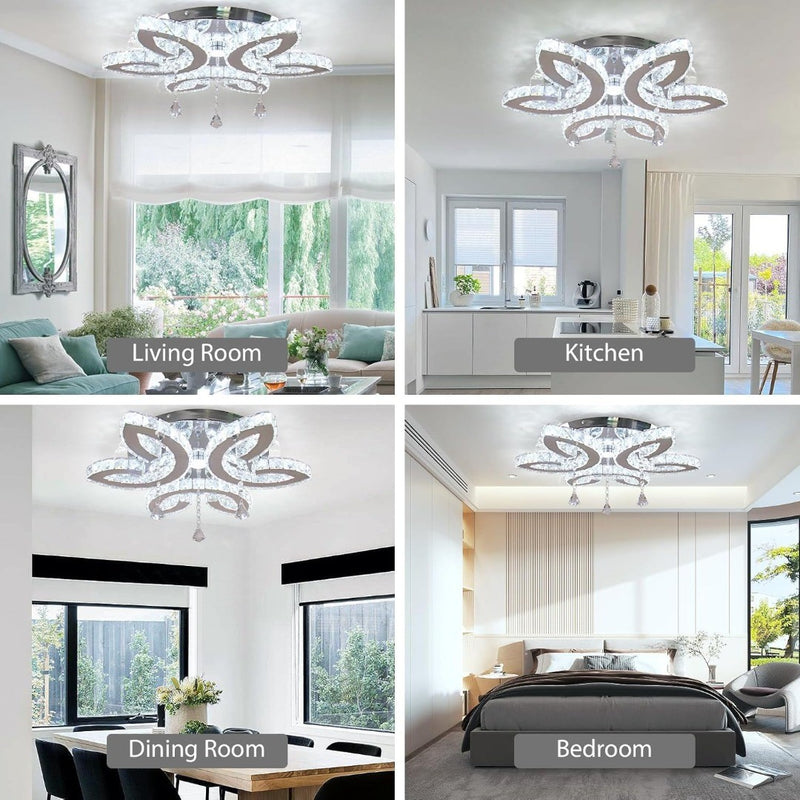 Modern Crystal LED Chandeliers Ceiling Light Flush Mount