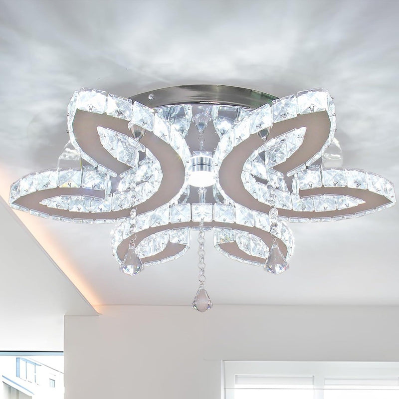 Modern Crystal LED Chandeliers Ceiling Light Flush Mount