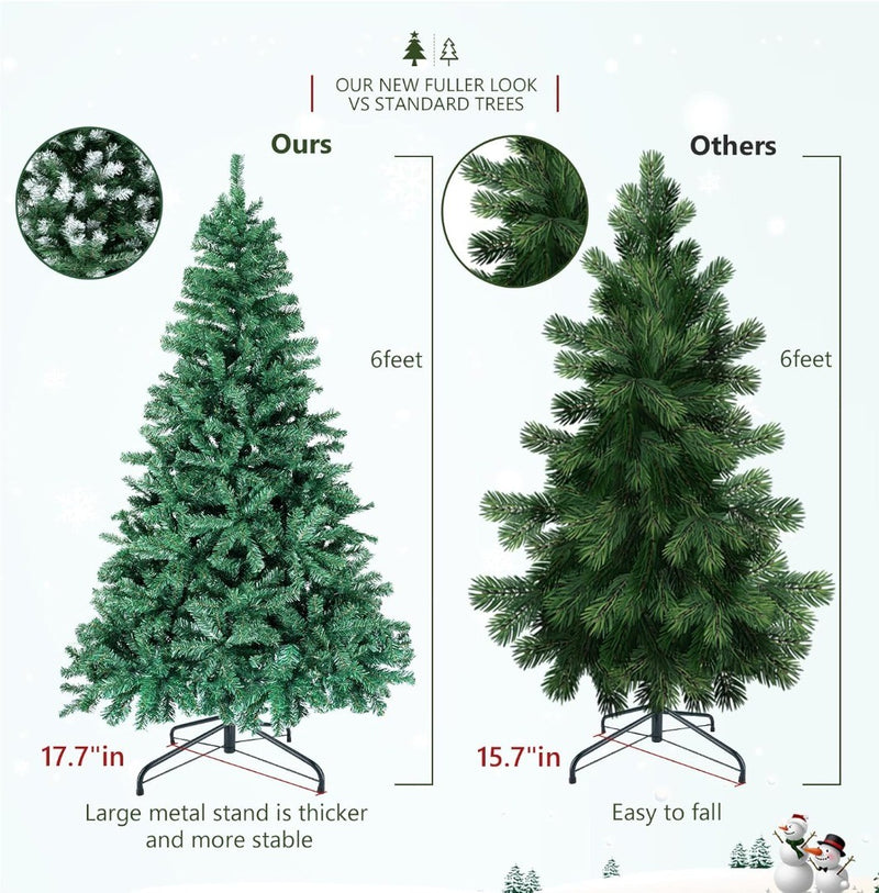 Artificial Christmas Tree 6' 1250Branch Tips 6 Different Decor