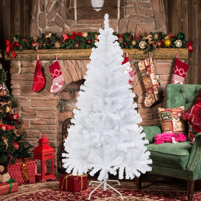 5ft Christmas Tree, White Artificial Christmas Tree with 450 Tips and Metal