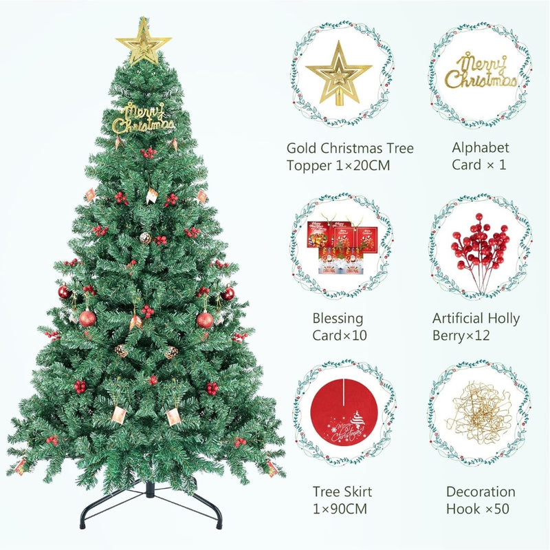 Artificial Christmas Tree 6' 1250Branch Tips 6 Different Decor