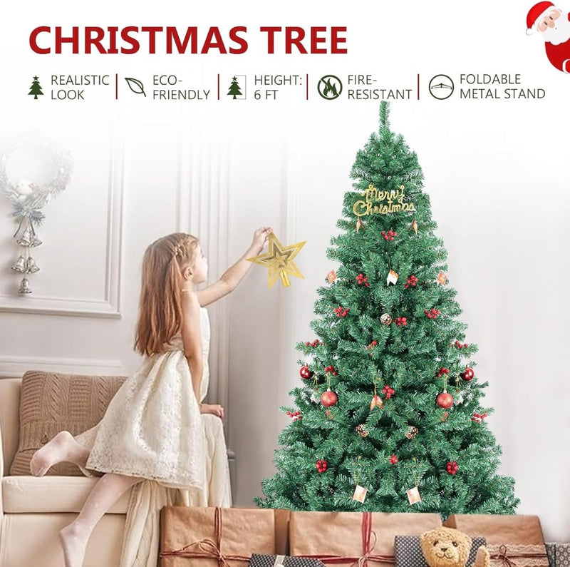 Artificial Christmas Tree 6' 1250Branch Tips 6 Different Decor