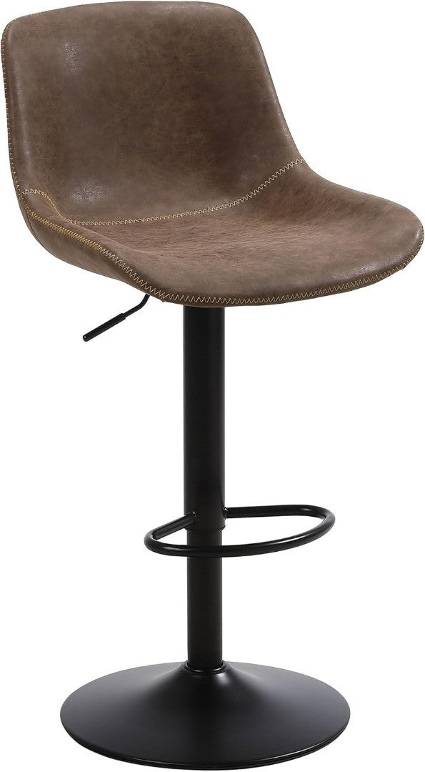 Swivel Bar Stool- Ermnois  Adjustable Counter Height Bar Chair with Back  Brown.