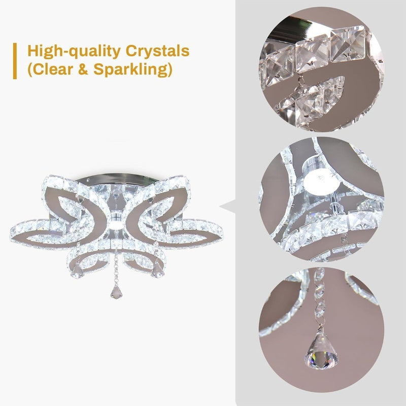 Modern Crystal LED Chandeliers Ceiling Light Flush Mount