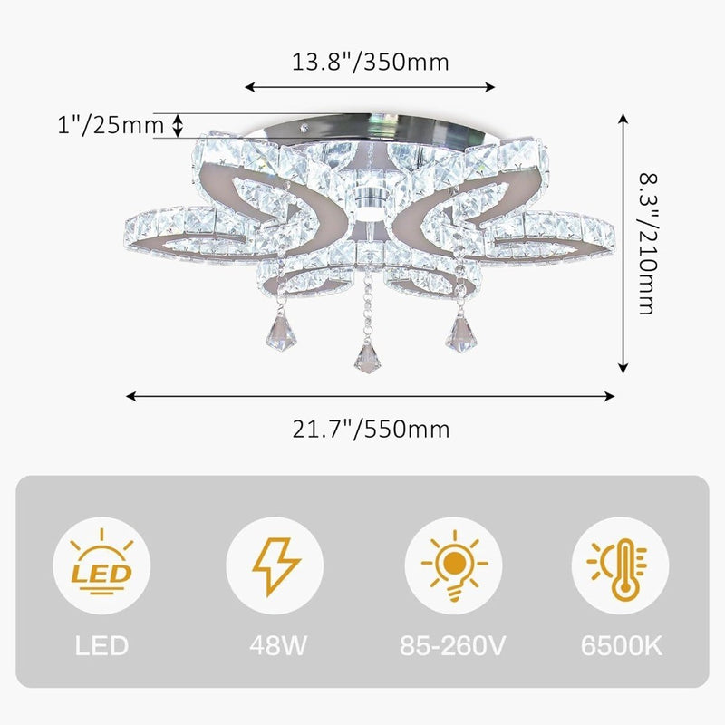 Modern Crystal LED Chandeliers Ceiling Light Flush Mount