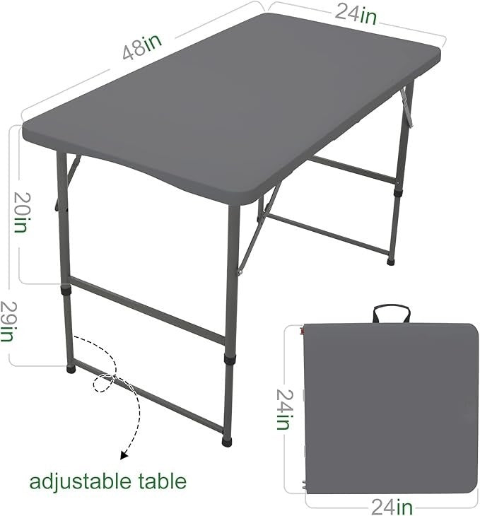 4ft Folding Table Sturdy Metal Frame GREY