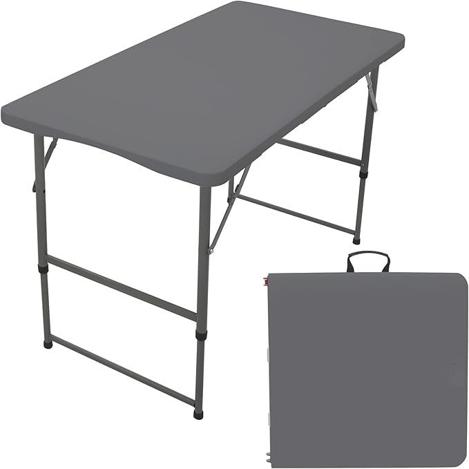 4ft Folding Table Sturdy Metal Frame GREY