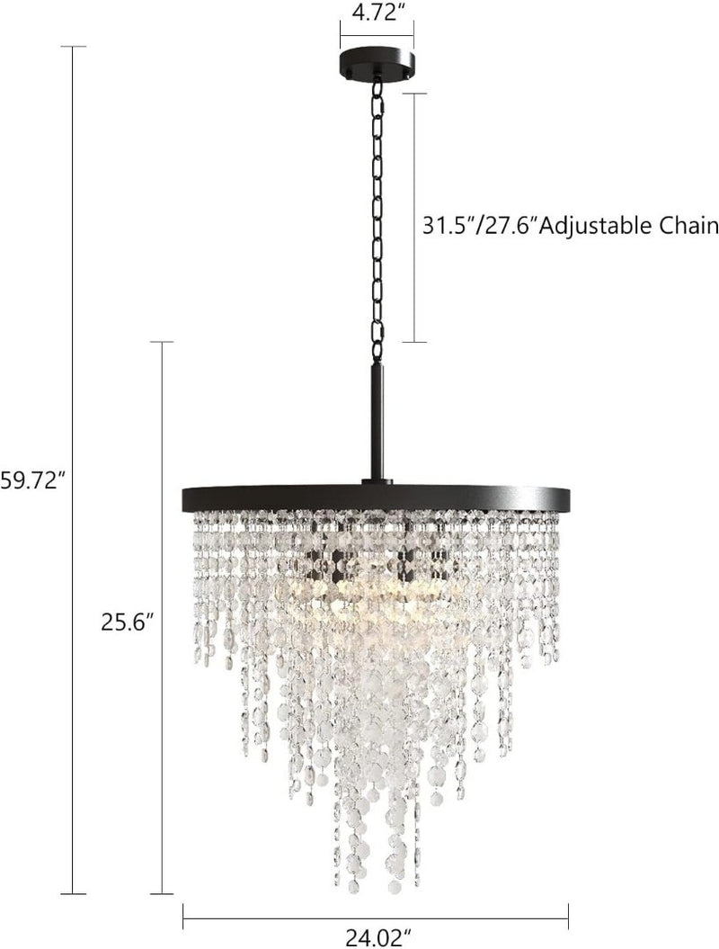 Black Crystal Chandelier 24 inch