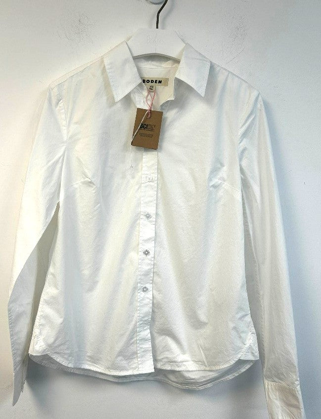 BODEN Sienna Cotton Shirt UK 16P Petite White NWT w/Fault