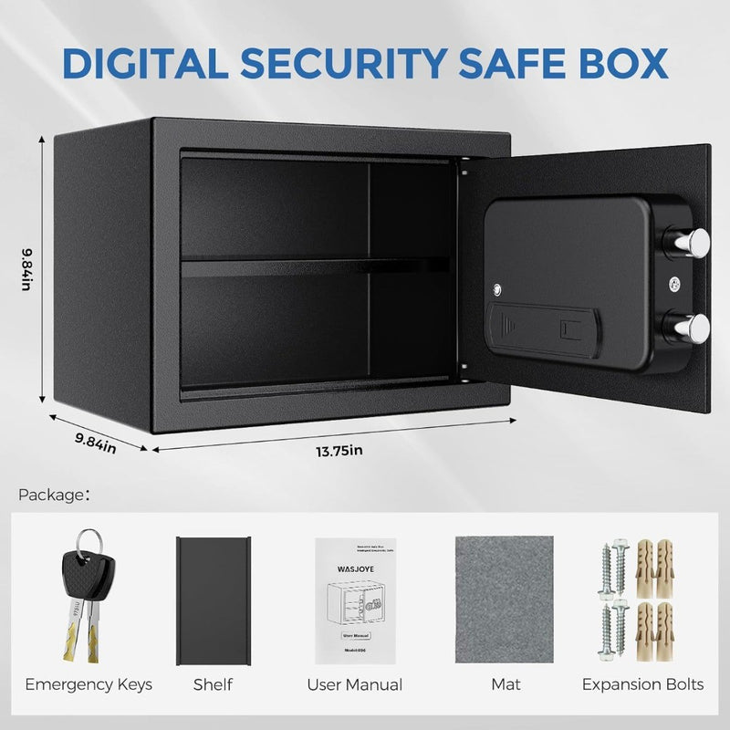 16L Security Safe Cash Box with Double Digital Keypad 25x35x25cm