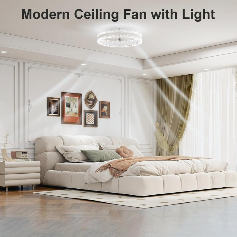 Ceiling Fan with Lights and Remote 50cm Modern Smart LED White