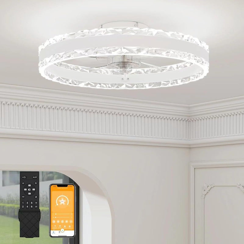 Ceiling Fans with Lights and Remote, 50cm Modern Smart LED