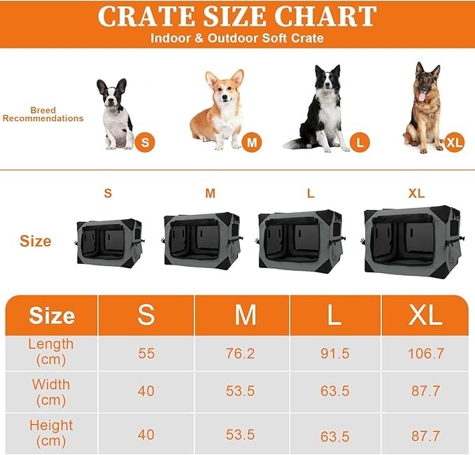 Dog Crate for Medium Dogs, Dog Travel Crate for Car, Collapsible Dog Crate