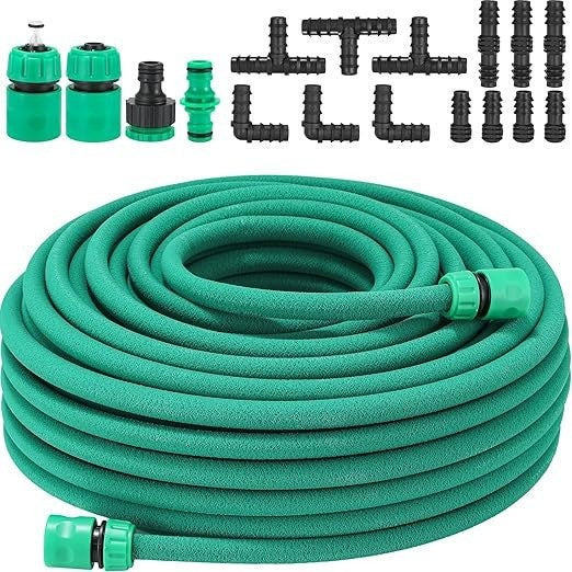 50m Soaker Hose Set Drip Irrigation Leaky Pipe