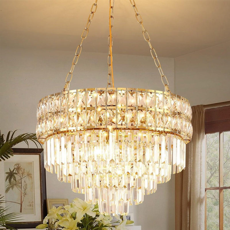 Modern Crystal Chandelier Light Gold Finish 55cm dia