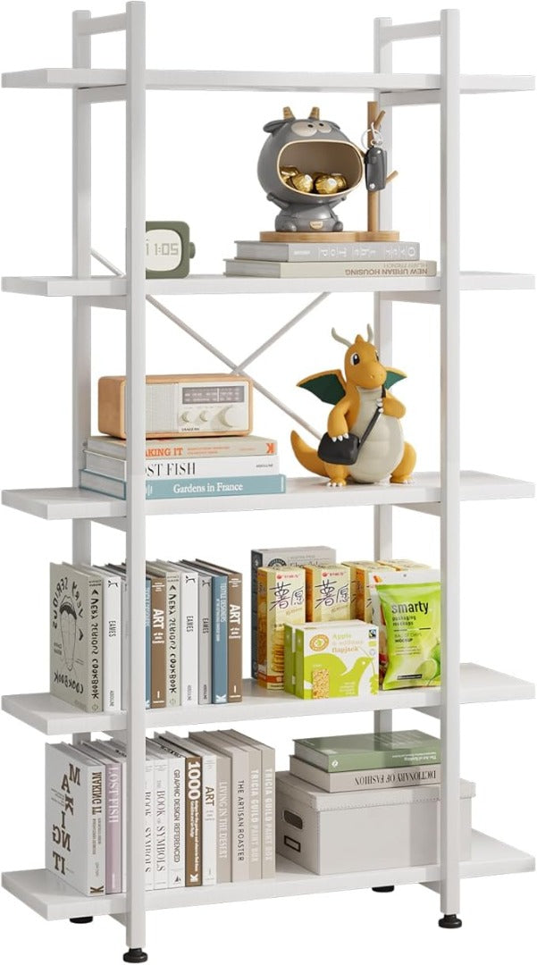 5 Tiers Bookshelf, Bookcase with Open Shelves, Floor Standing Book Shelf, Wooden