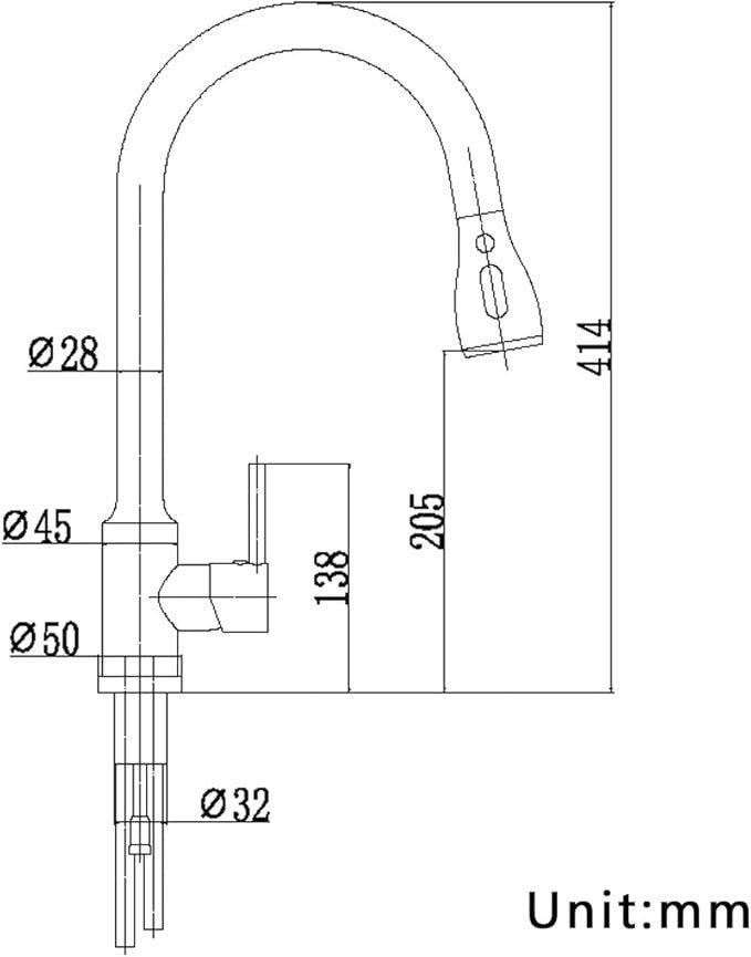 Kitchen Mixer Tap, Single Lever Kitchen Tap with Pull Out Sprayer, Swan Neck Kit