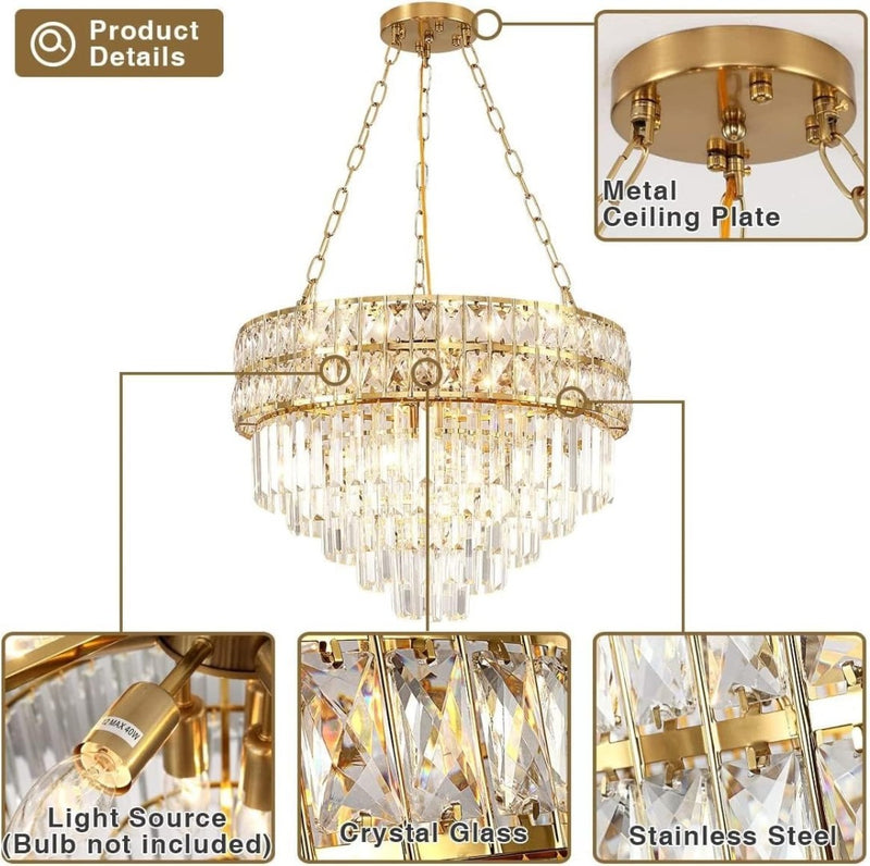 Modern Crystal Chandelier Light Gold Finish 55cm dia